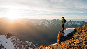 Man looking at valley